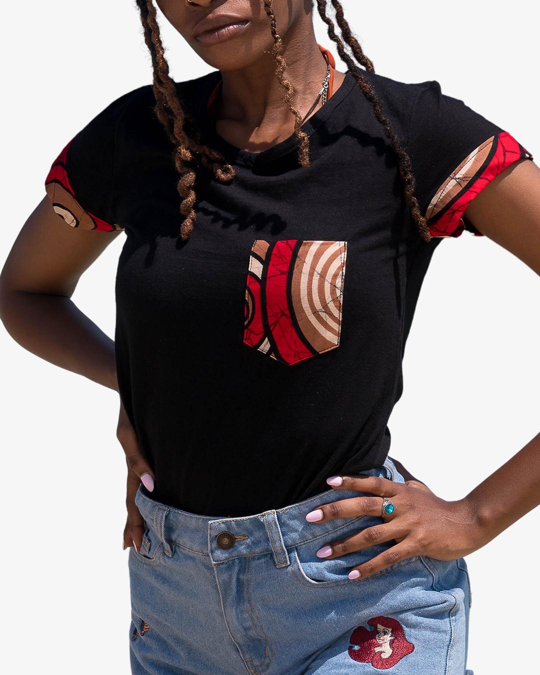 Black Kitenge T-Shirt Women's Cut