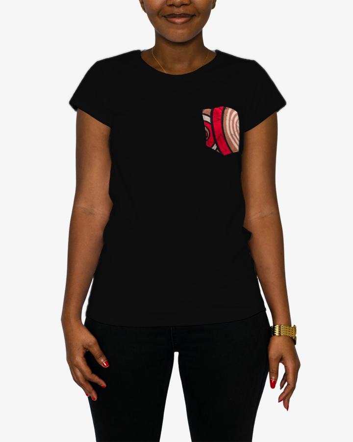 Black Kitenge T-Shirt Women's Cut